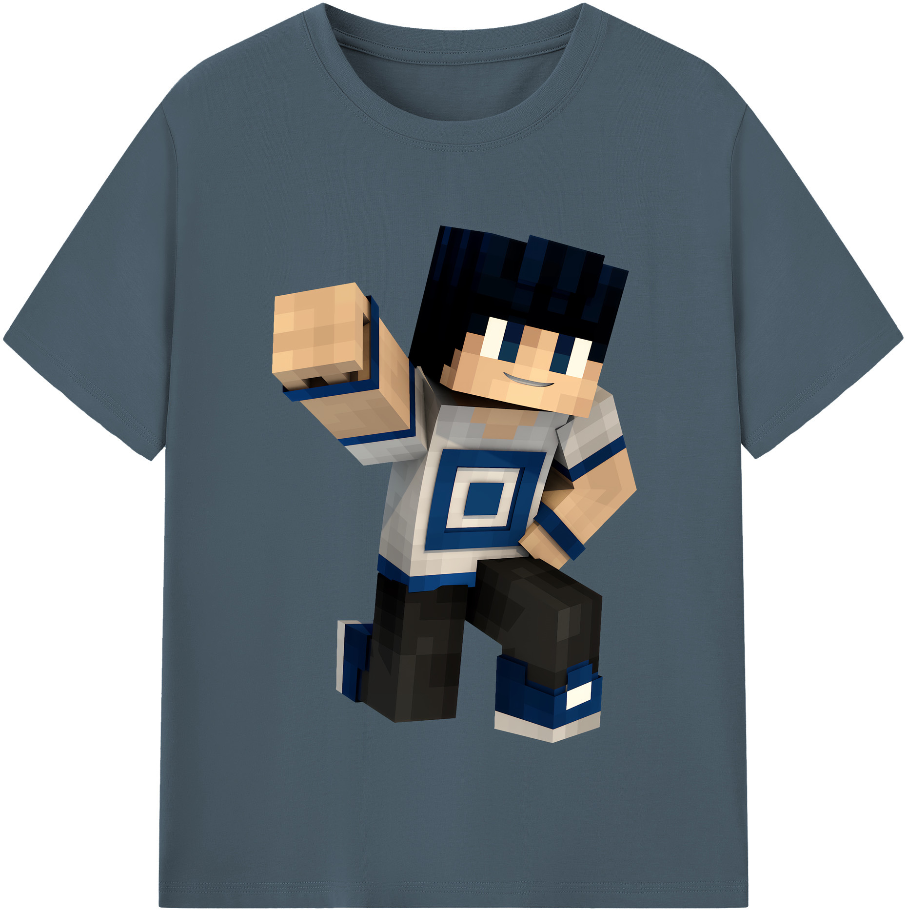（画像用） マインクラフト ブロックの世界 Minecraft MC Block world 綿100％半袖Tシャツ（フロントプリント）